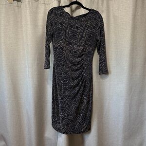 Anne Klein Black and Silver Long Sleeve Dress